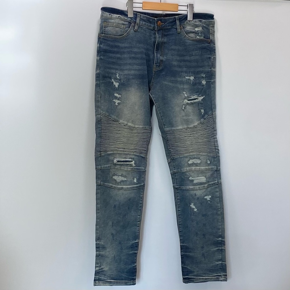 Men's Distressed Blue Jeans